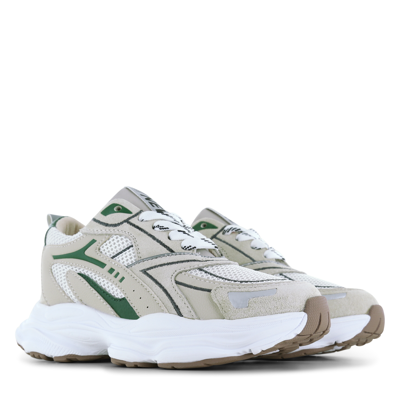 Shoesme beige-groene sneaker Mesh, Microfiber leer, Suède | Jongens schoene