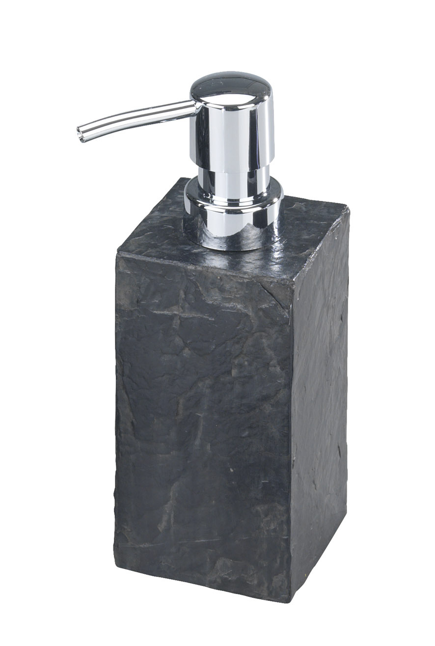 WENKO Bad-Accessoire-Set SLATE ROCK - Schiefer-Optik - 4-teilig