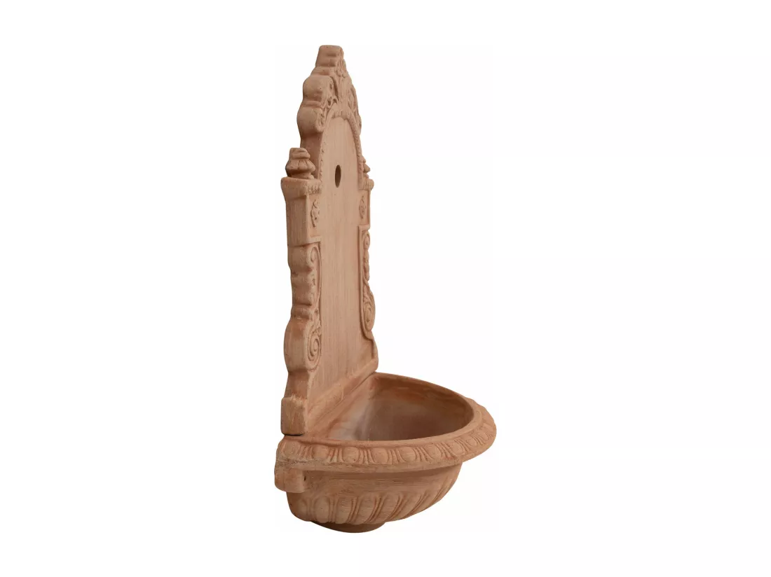 BISCOTTINI - Tradizione Italiana, Fontaine murale rustique d'extérieur, terre cuite toscane, Dimensions 40x64x24 cm
