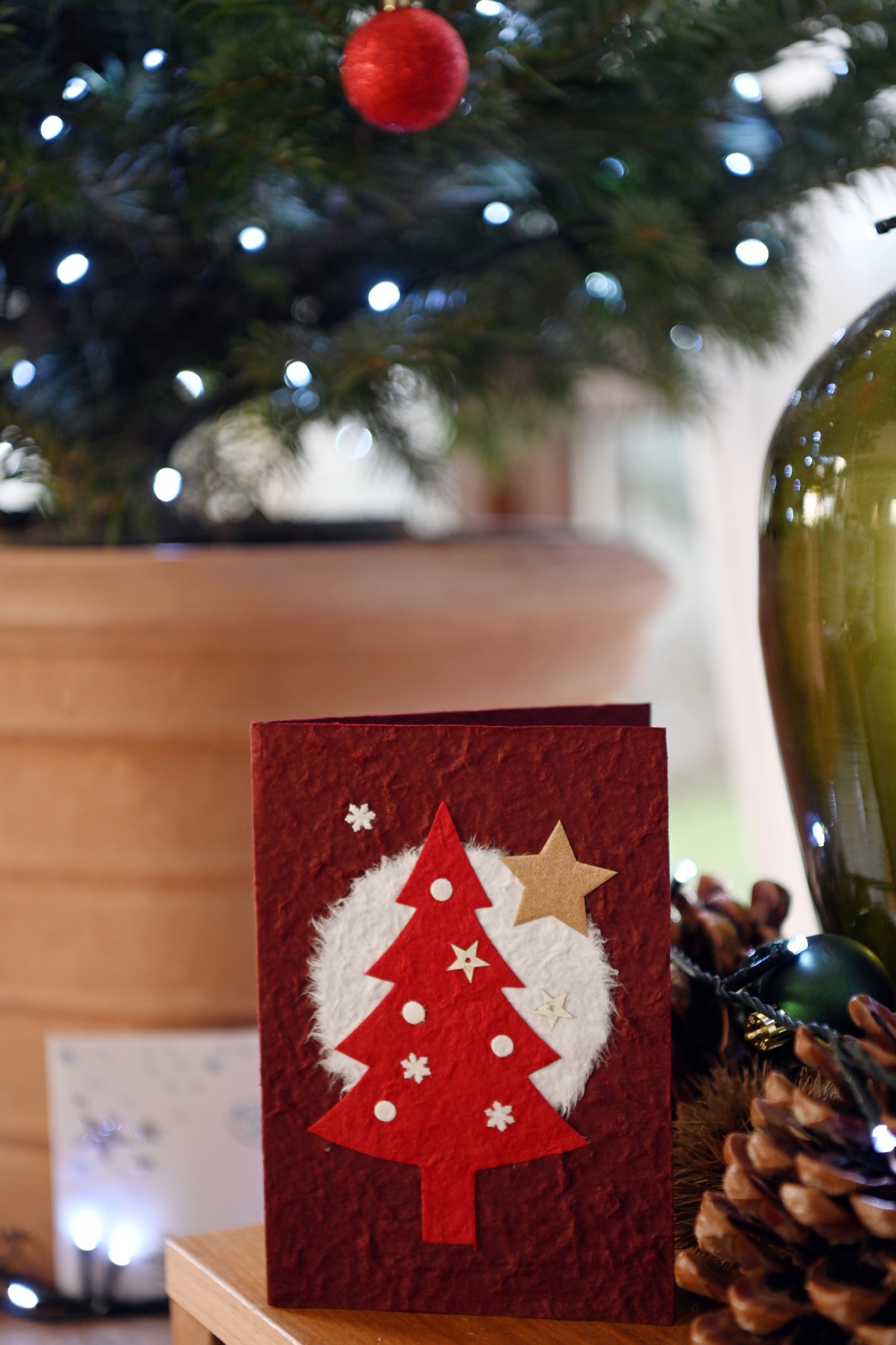 Grußkarte Tannenbaum, rot, T 17 cm, B 12 cm, H  cm günstig bestellen