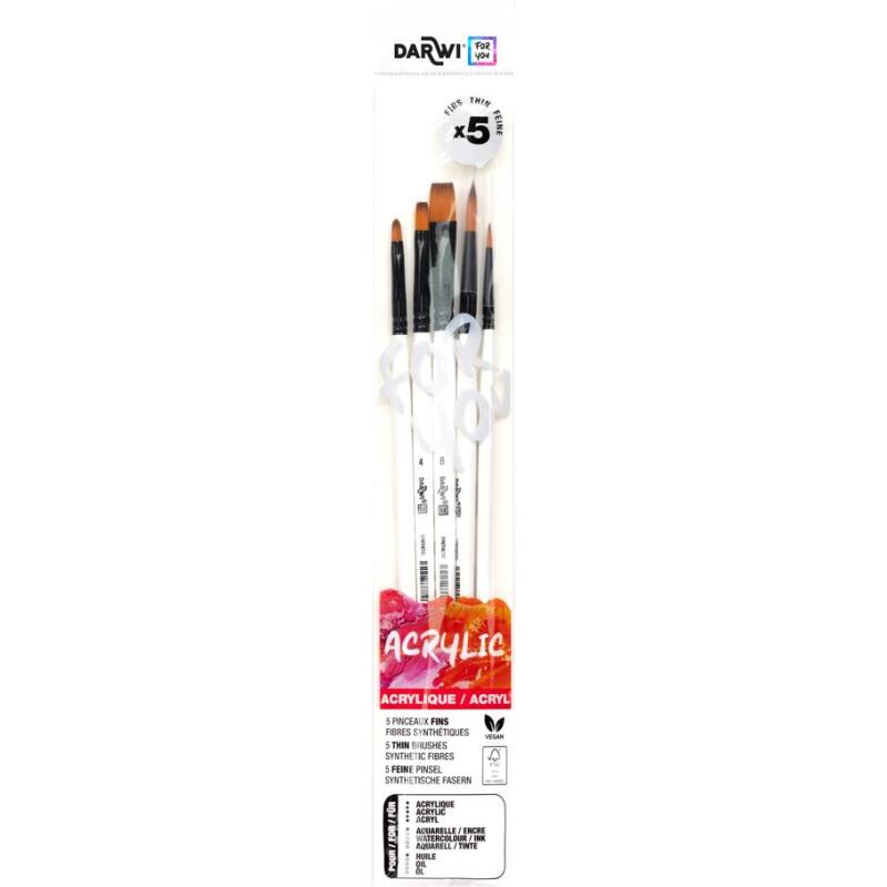 Darwi For You set de 5 pinceaux fins - Blanc