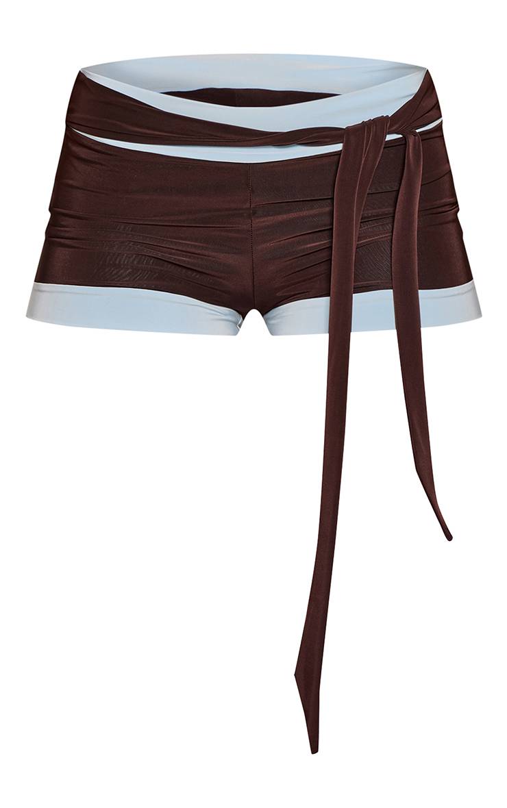 Chocolat Short Hot Pant Drapé Contrasté