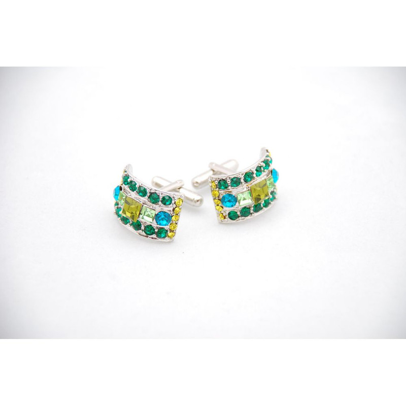 Boutons de manchette, Moon beam Vert - Cristal Swarovski