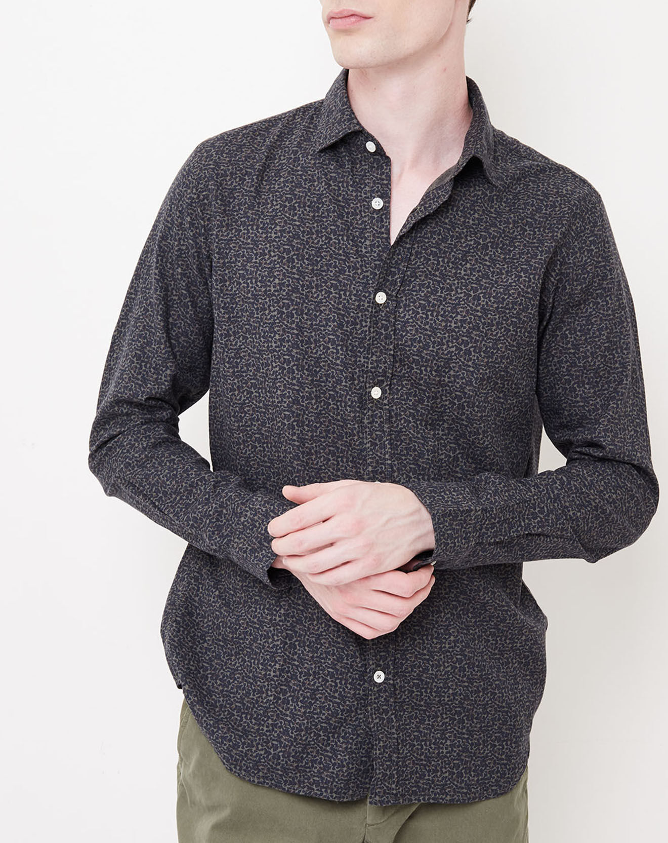 Hartford Chemise Slim Sammy imprimée vert/marine