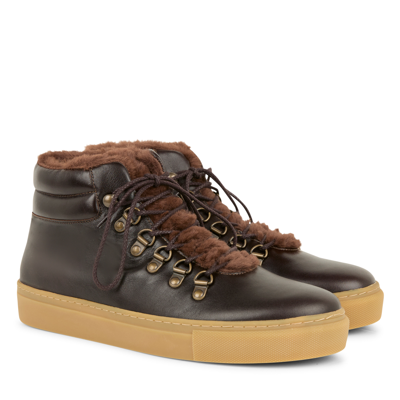 LAYLA - Baskets montantes en cuir | Marron