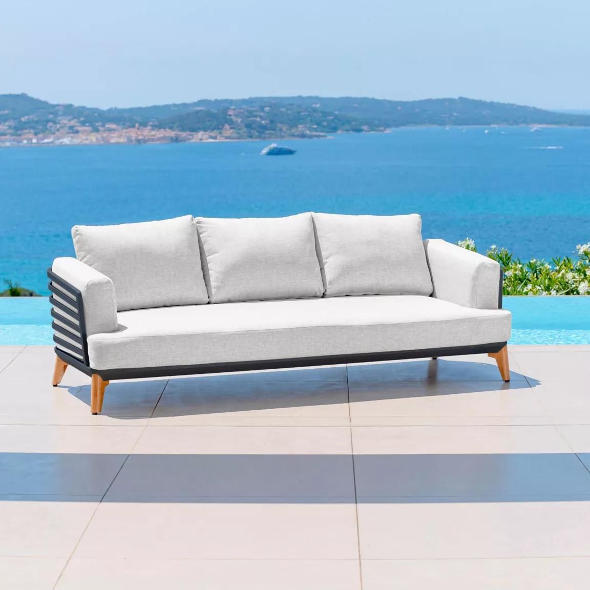 Salon de jardin aluminium 12 places 8 pcs Monte Carlo Gris anthracite et gris clair