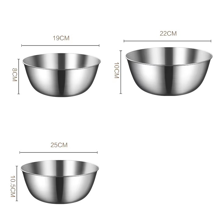 (3er Set) Universal Edelstahl Schüssel Küchen Rührschale zum Kochen / Backen - Silber
