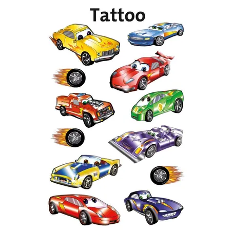 Avery Zweckform 56685, Kinder Tattoos, Rennfahrzeuge, 12 Aufkleber