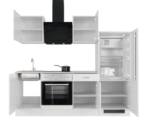 Flex Well keukenblok met apparatuur Wito 220 cm wit mat gedemonteerd, omkeerbare uitvoering 00012338