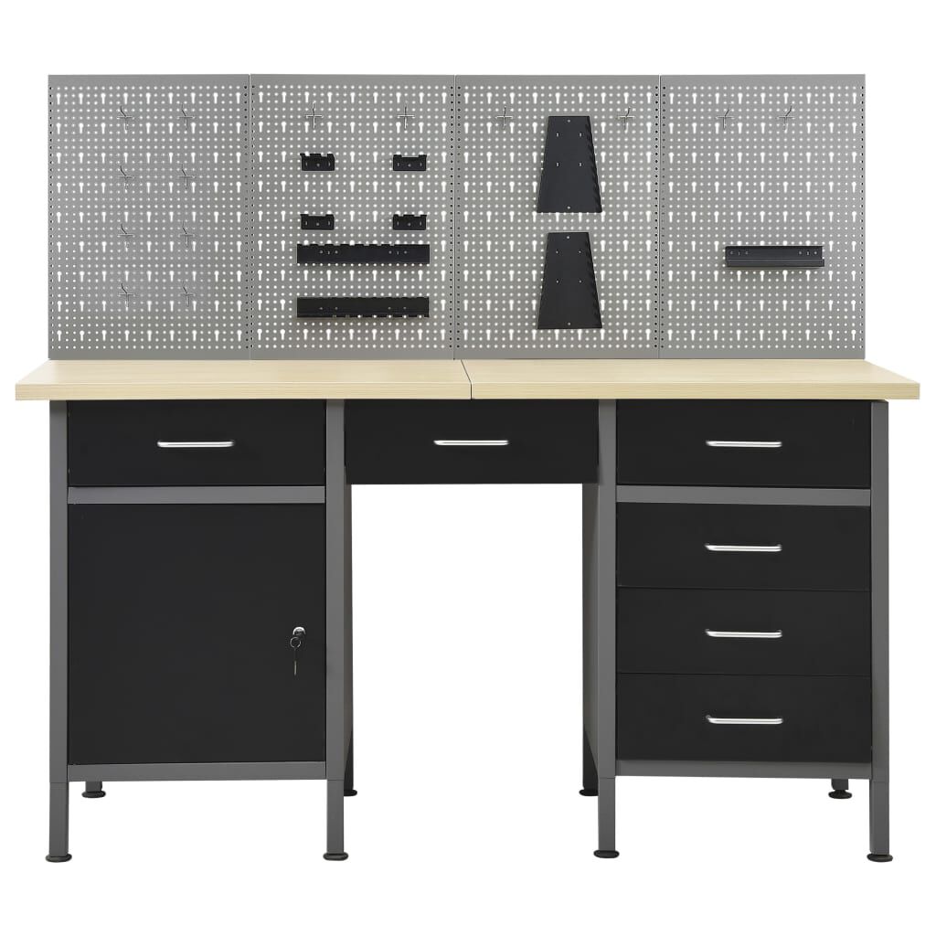vidaXL Werktafel met 4 Wandpanelen