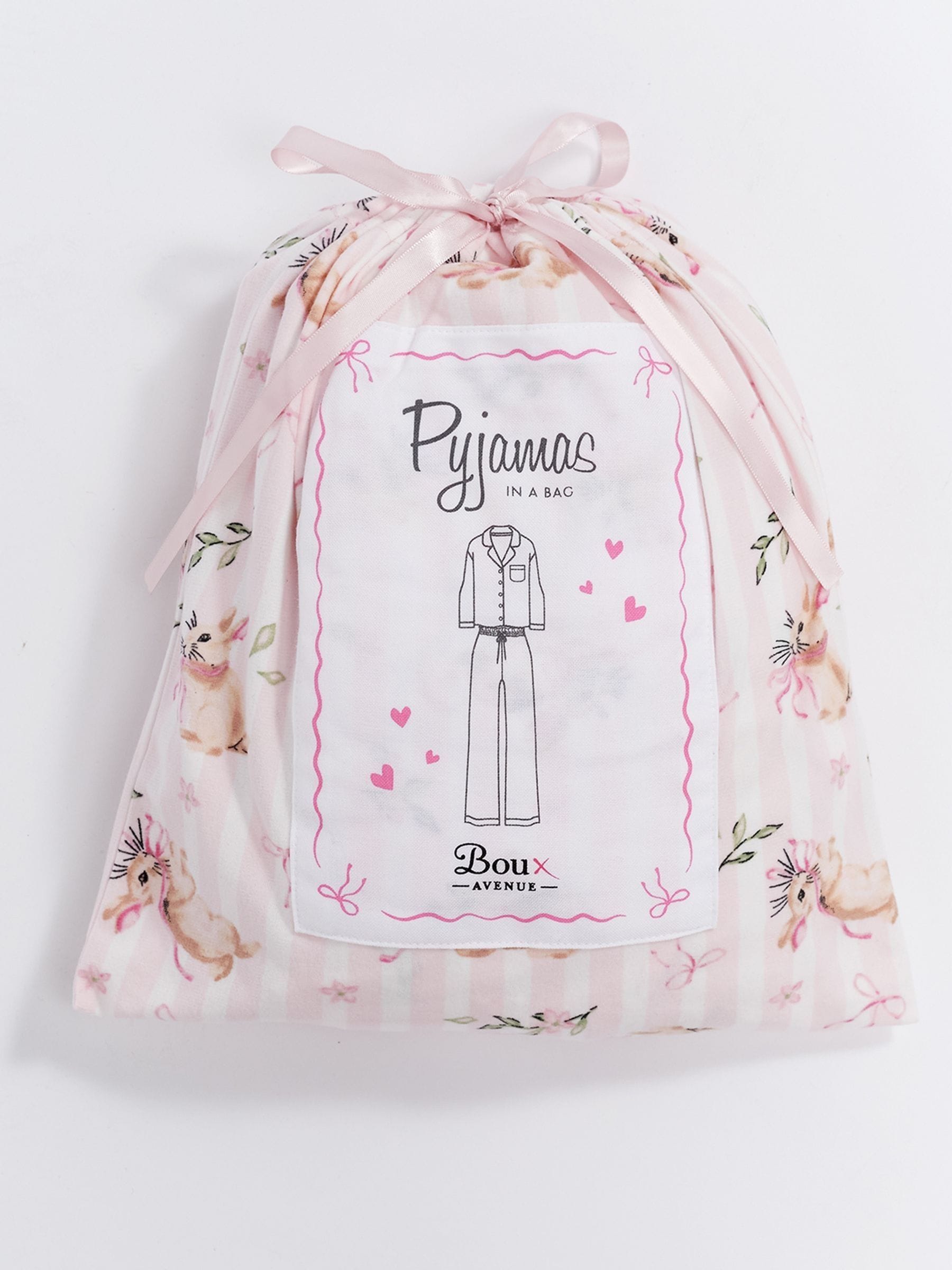 Wit/roze konijnenprint - Boux Avenue Pyjamas In a Bag