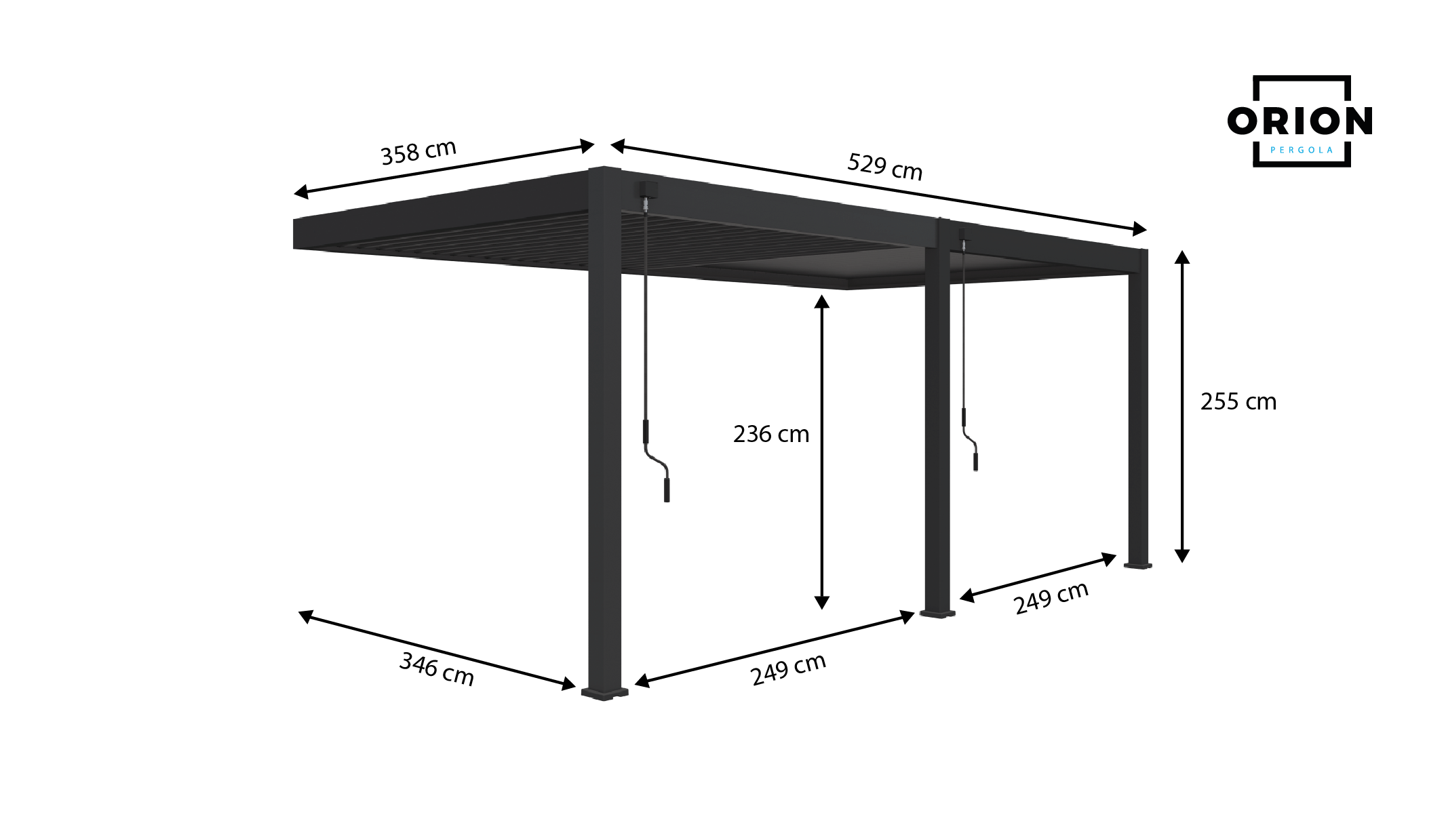 Novum ORION Wall 360 x 530 cm terrasoverkapping