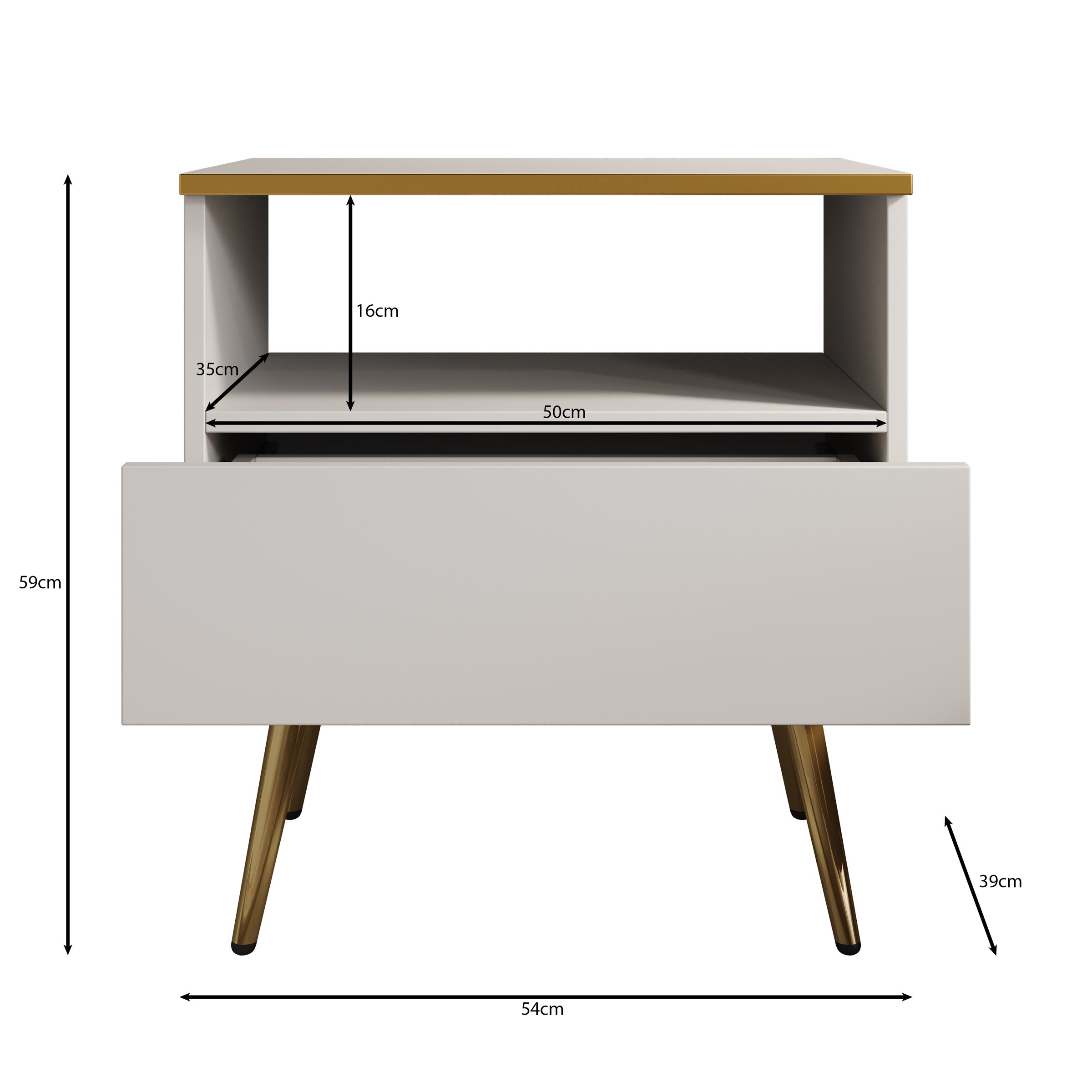 Orleans - Nachtkastje - Beige - 54x39x59 cm
