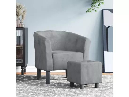 Fauteuil cabriolet avec repose-pied gris foncé velours