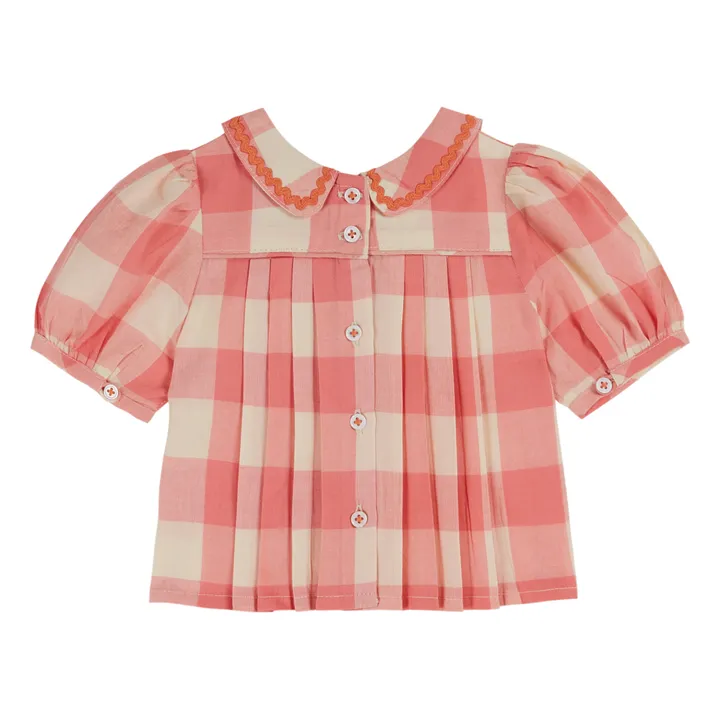 Emile et Ida Blouse Col Claudine Vichy | Rose bonbon