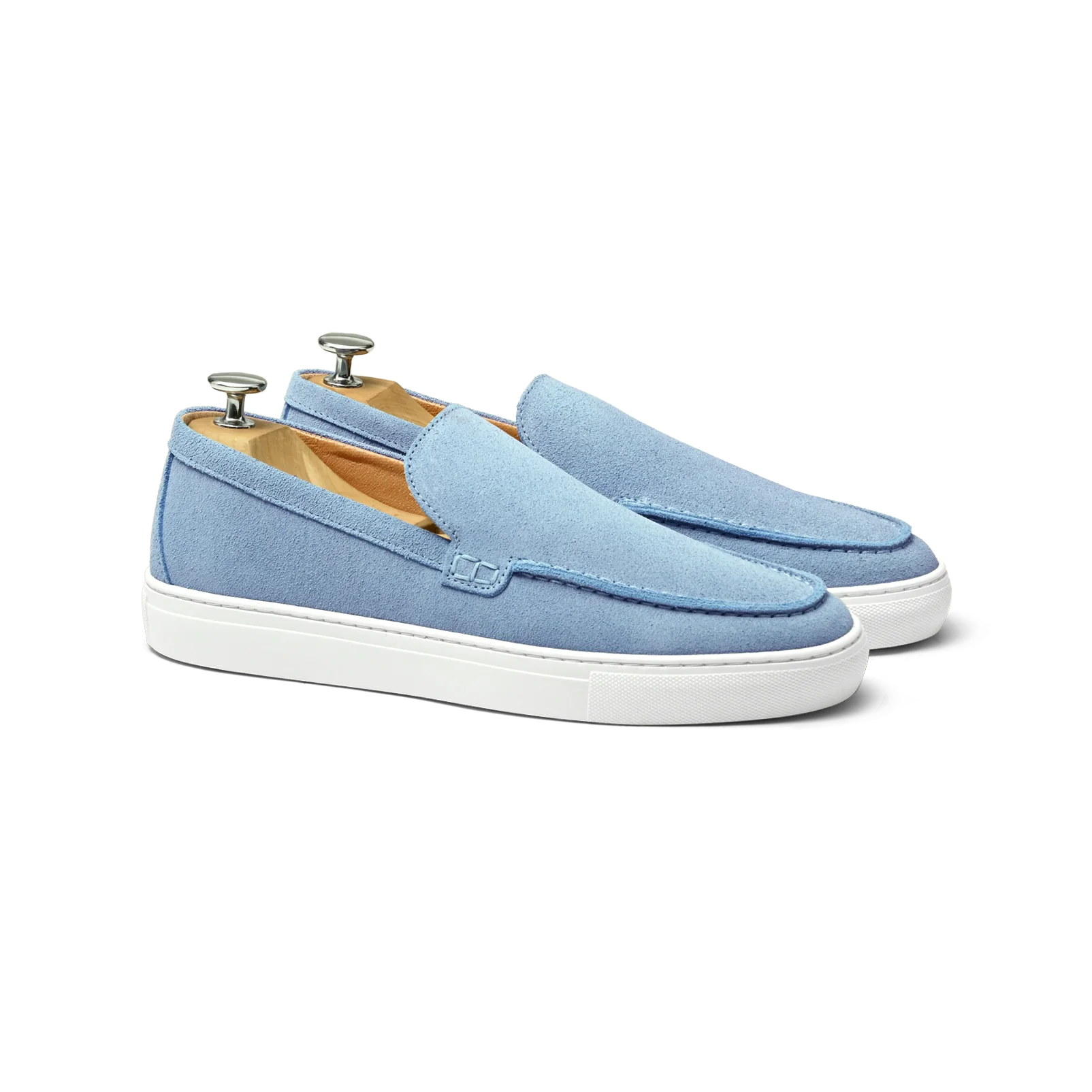 Tossa-Mocassin en veau velours bleu ciel