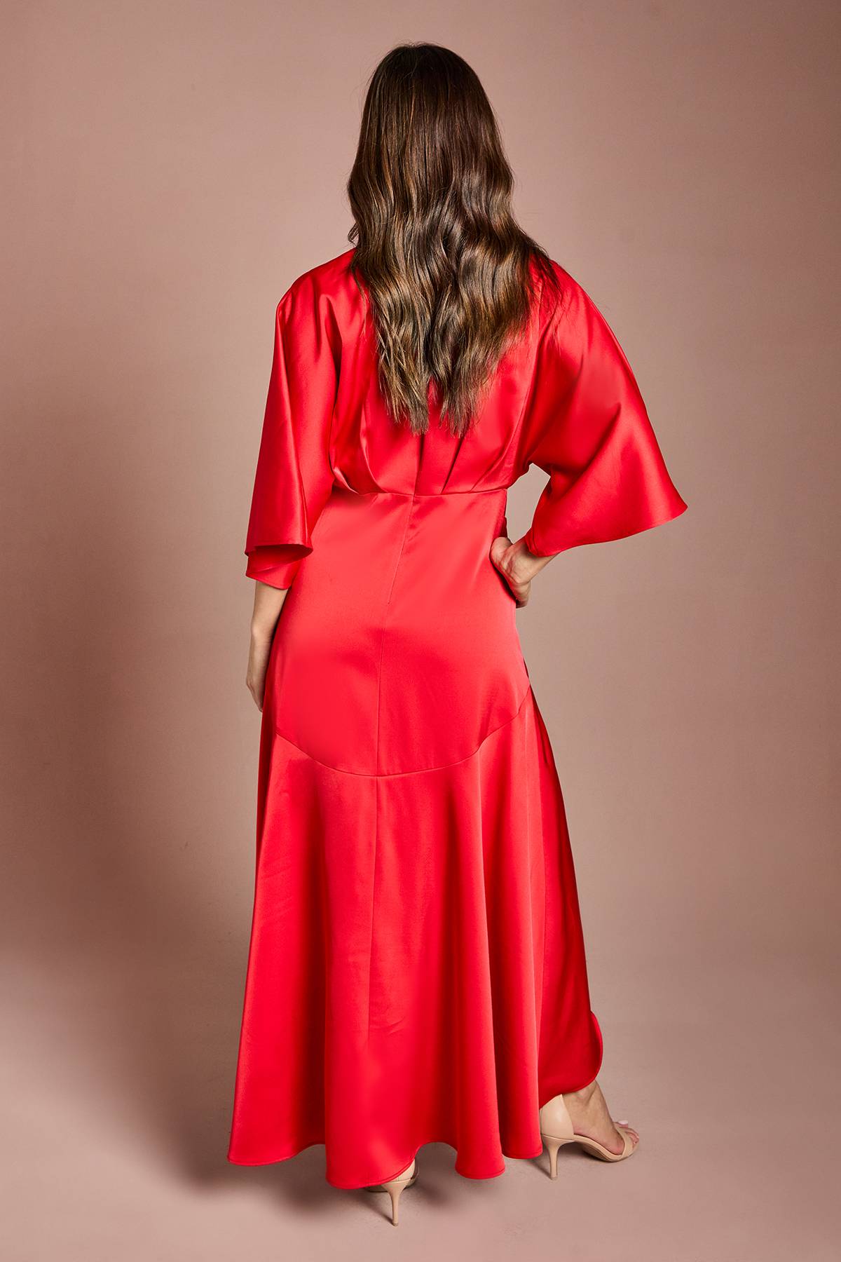 Coast Robe Midi Portefeuille à Volants en Crêpe Satiné