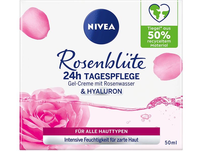 NIVEA Tagescrème Rosenwasser 50 ml Gel-Creme für eine zarte Haut und einen strahlenden Teint