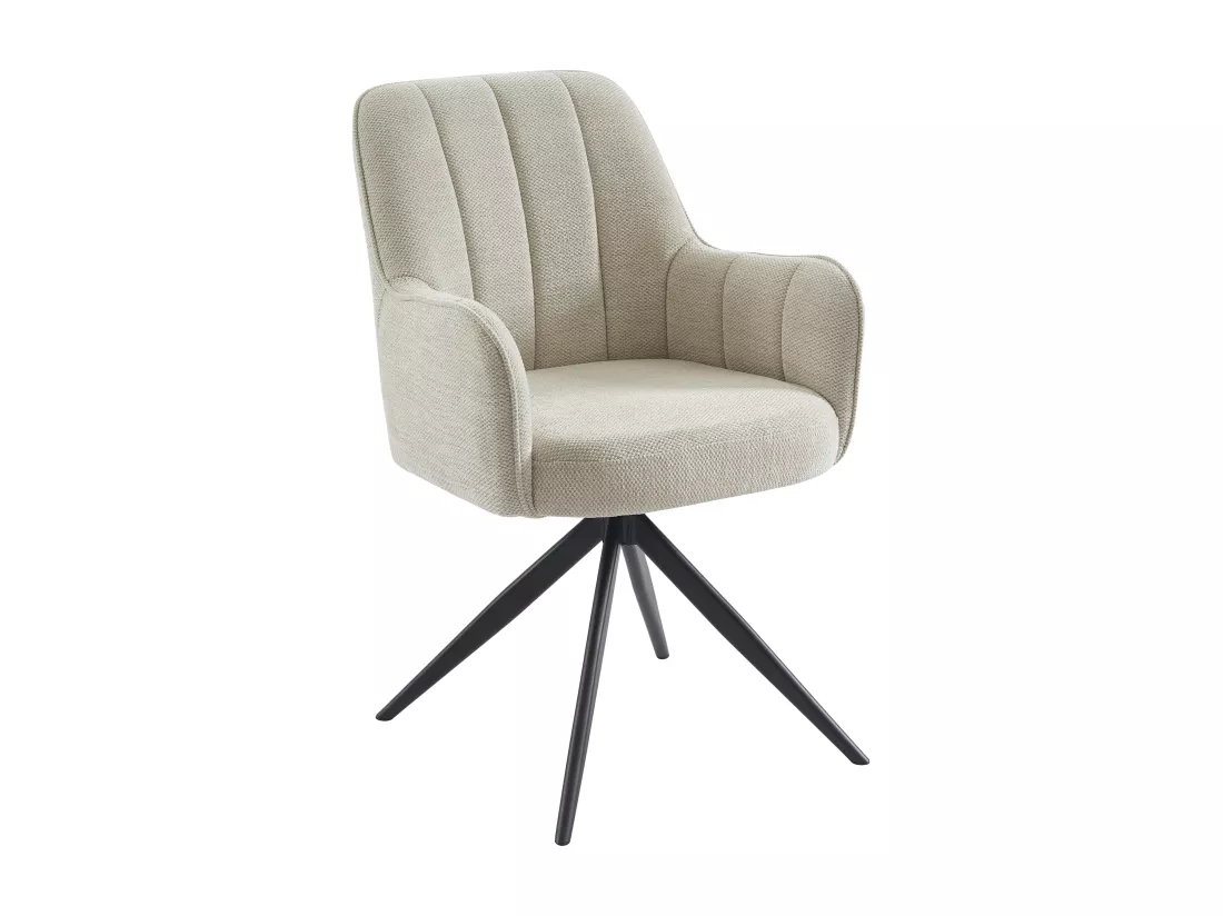 Lot de 6 chaises pivotantes avec accoudoirs en tissu et métal noir - Crème - LEJINA de Pascal Morabito