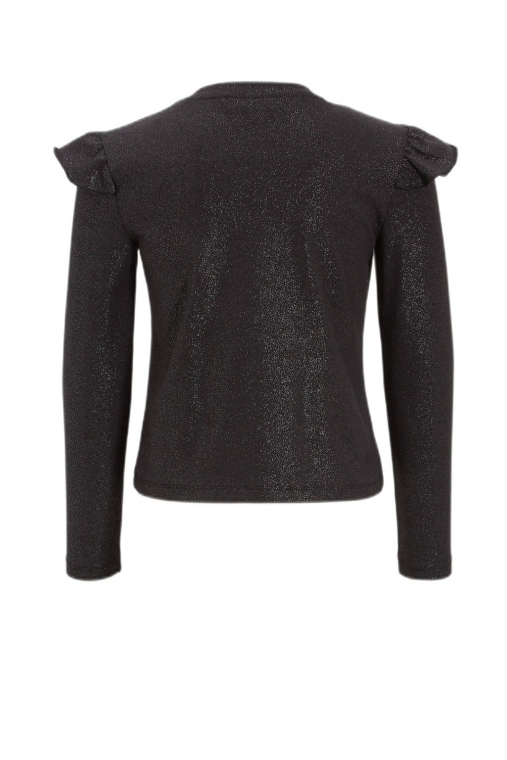 anytime top met ruffles zwart/zilver