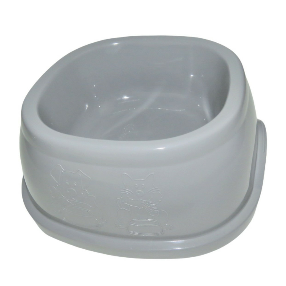 Ecuelle carrée 1 litre, gris en plastique, pour chien