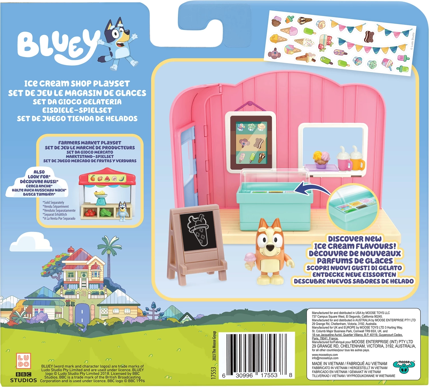 (8-tlg. Set) Bluey Eisdiele Kinder Spielzeug Glacé Spiel Haus inkl. Sticker (17553)