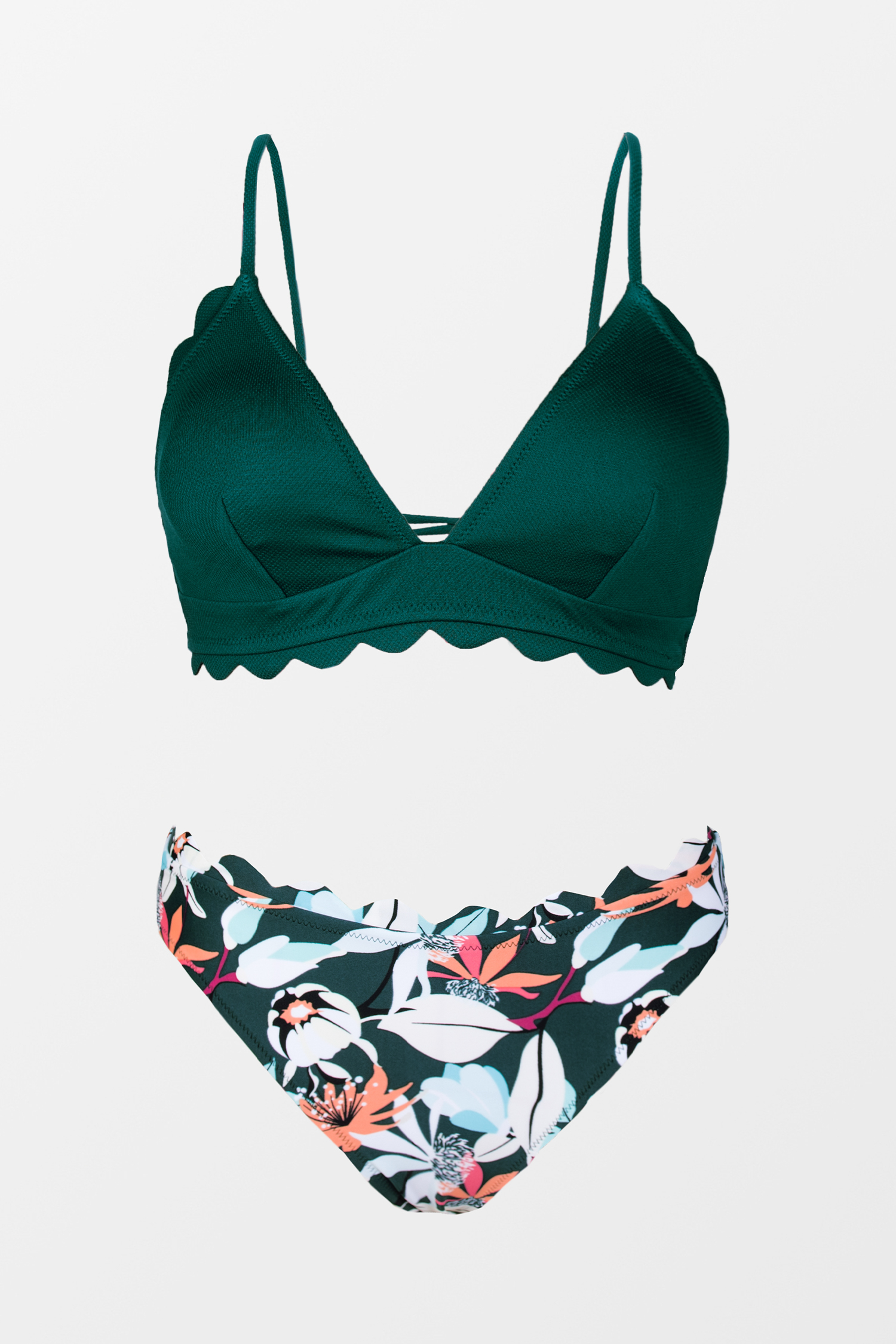 Bikini inférieur à bordures festonnées