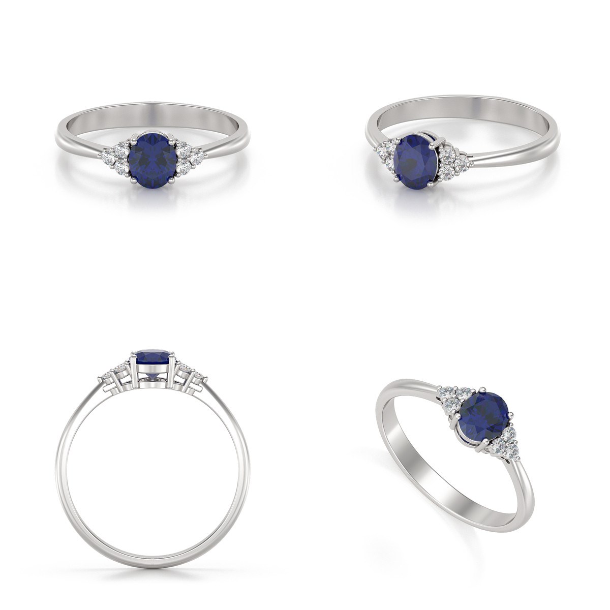Bague ADEN Or 585 Blanc Saphir et diamants 2.20grs