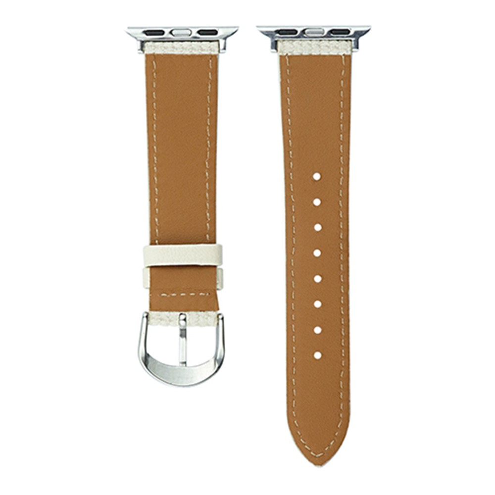Apple Watch (49/46/45/44 mm) Stoff / Kunstleder Armband mit Dornschliesse (Gelenkumfang: 170-210mm) - Blau / Braun