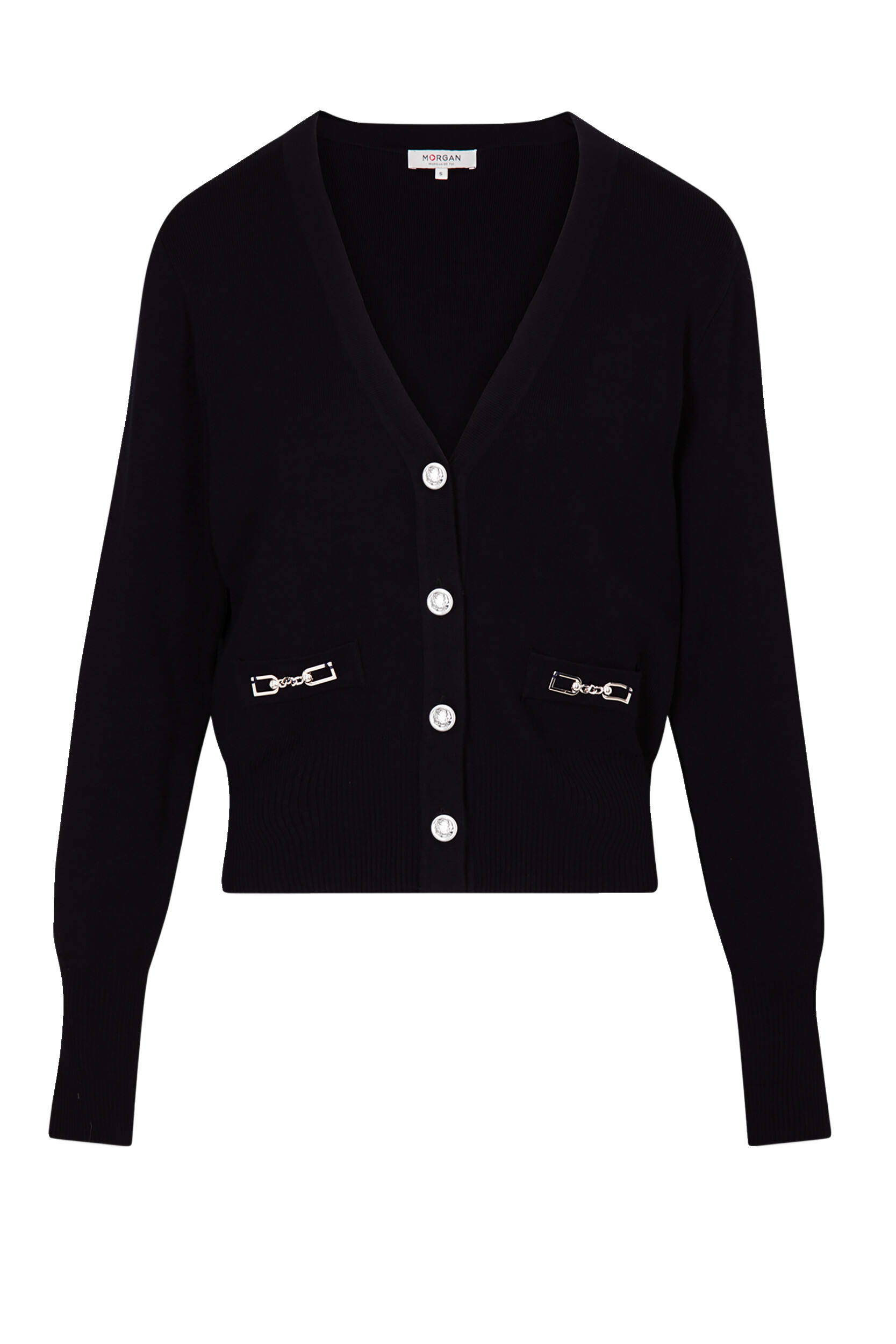 MGAYA - Gilet droit manches longues boutonné | Bleu