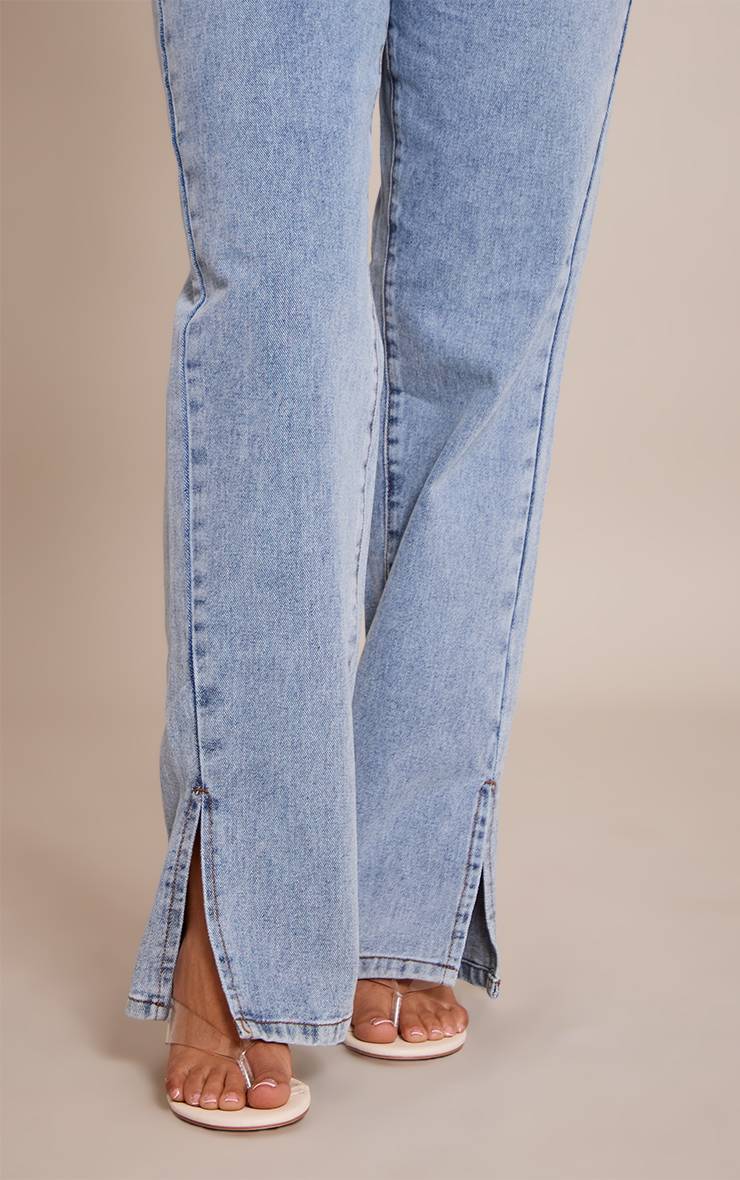 Bleu Clair Jean Petite À Ourlet Fendu