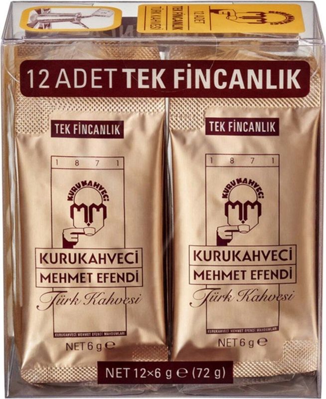 Turkse koffie Kurukahveci Mehmet Efendi - gemalen koffie - 12x6 gram