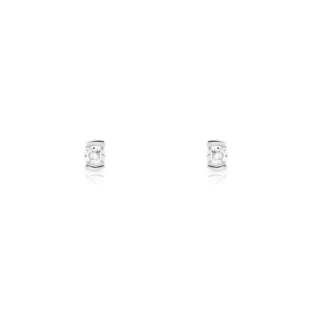 Boucles d'oreilles or blanc 750 diamant 0.10 carat h/p1