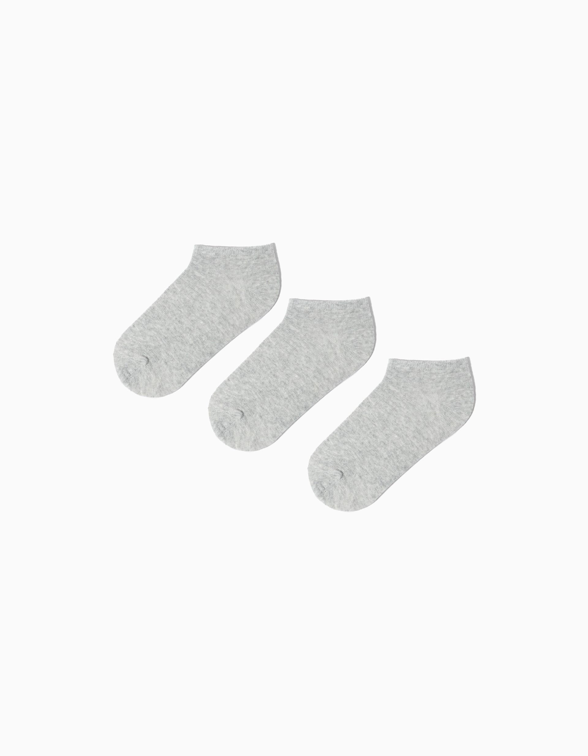 Pack 3 Pares de Meias Tornozelo, Menina, Cinzento Claro