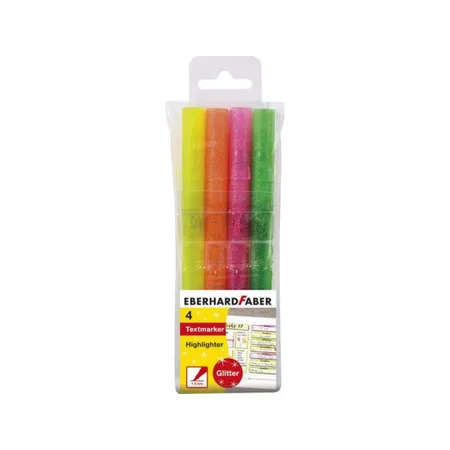 Eberhard Faber Textmarker mit Keilspitze in Neon Farben mit Glitzer 4er Etui