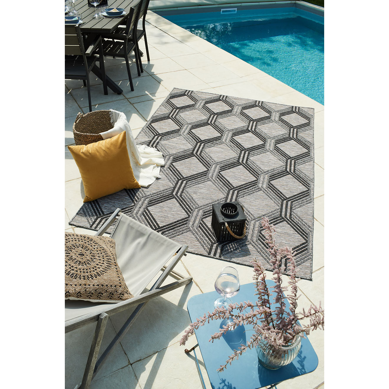 Nazar Rugs Tapis d'extérieur Acapulco 1686 gris  - 160x230 cm