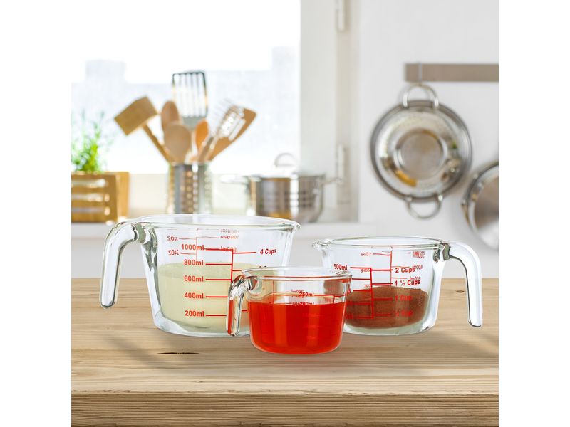 relaxdays Messbecher 3 Stück Glasmessbecher Set