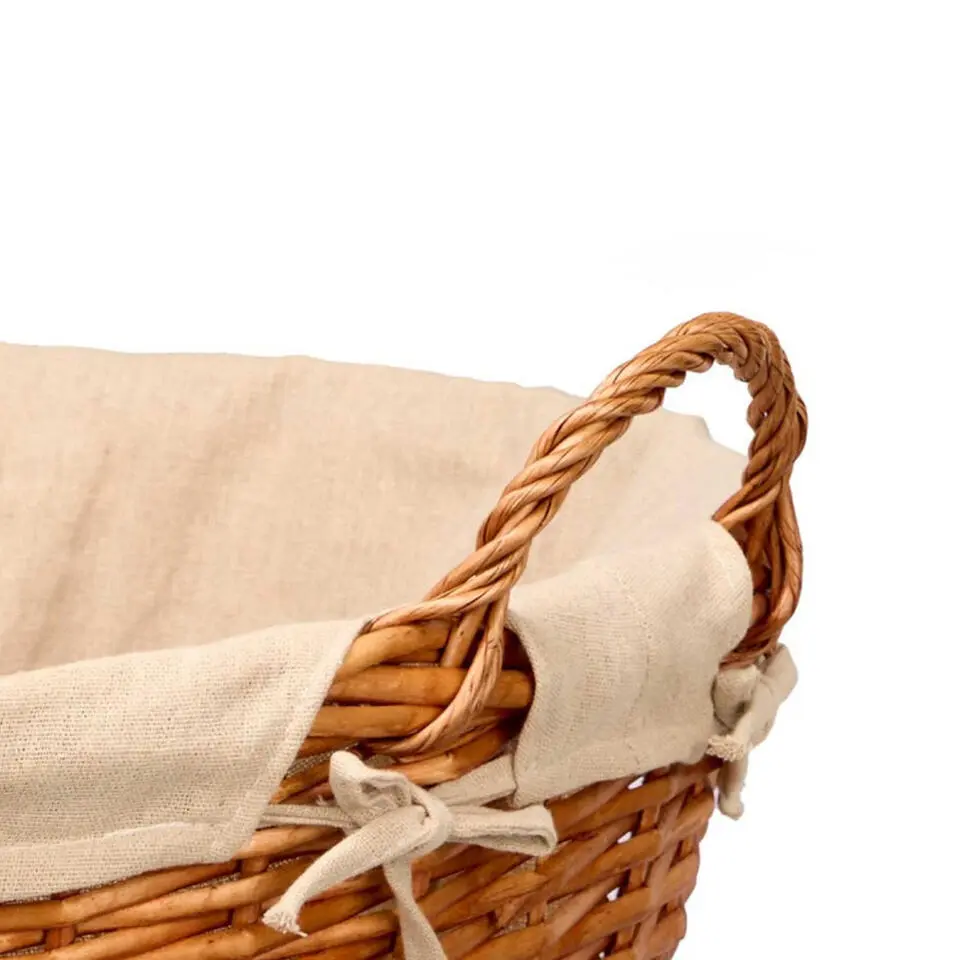 Rieten opberg mand - gevlochten riet - bruin - 51 x 45 x 28 cm