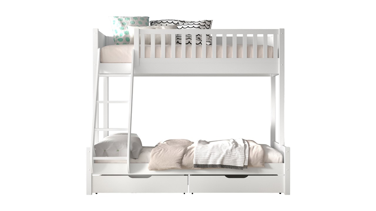 Stapelbed Scott 3-persoons met ladenset wit