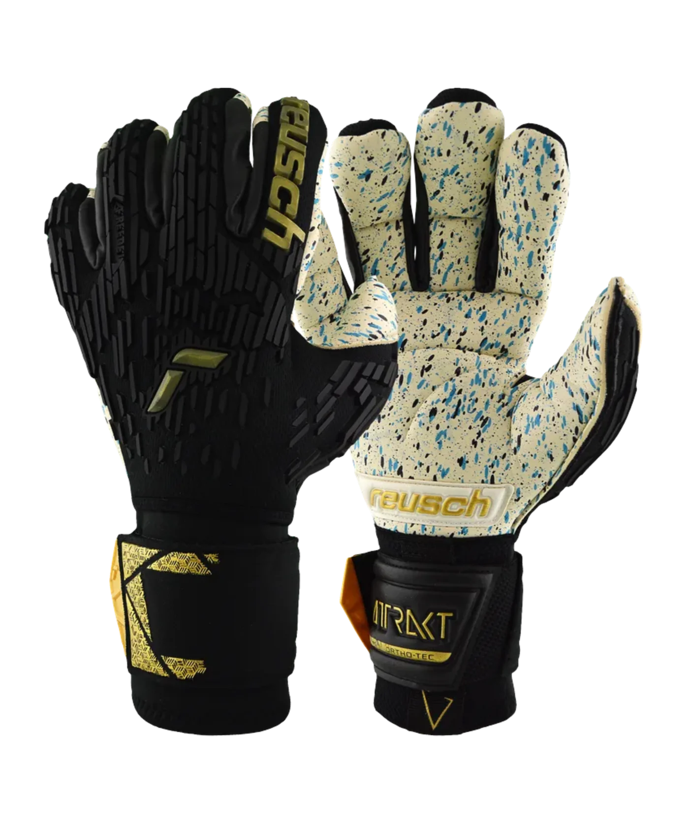 Reusch Attrakt Freegel Fusion Ortho-Tec TW-Handschuhe Night Spark 2024 Schwarz Gold F7707