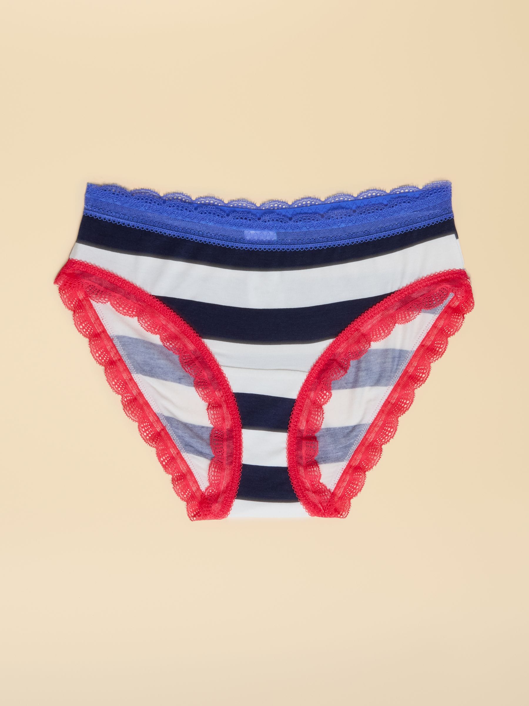 Blue & Red Riviera Toile/Stripe - Joules Knickers 3 Pack