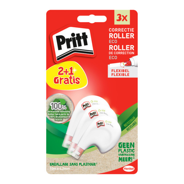 pritt Eco Flex Correctieroller 4.2 mm 2+1 Gratis 3 Stuks
