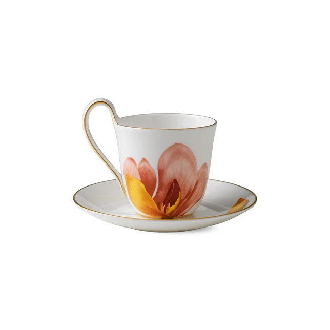 Royal Copenhagen  Flora højhankskop og underkop, Magnolia - 27 cl.