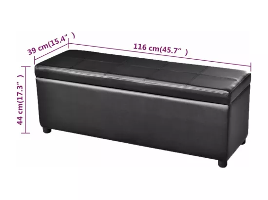 Banc long de rangement Bois Noir