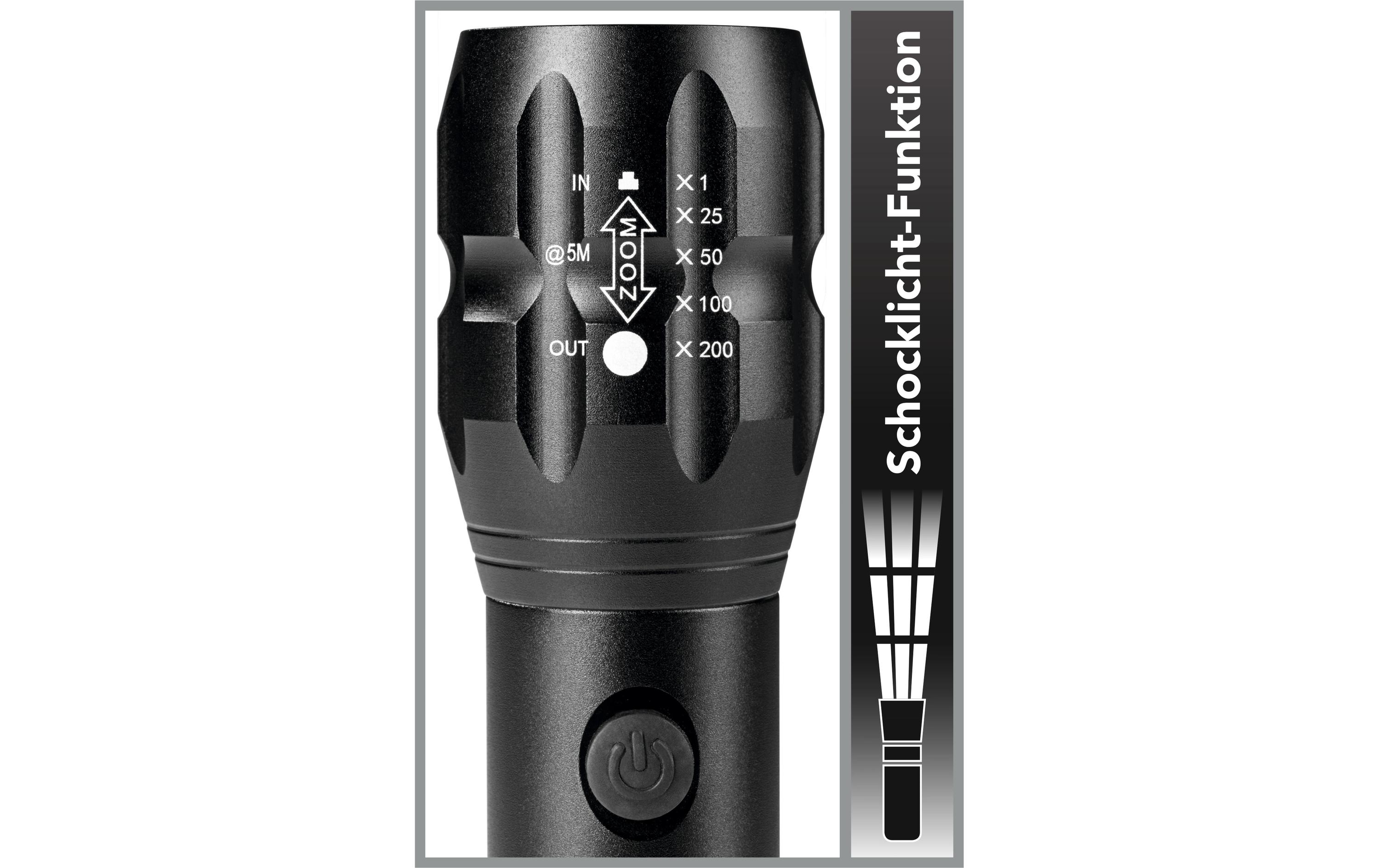 MAXXMEE Power-Taschenlampe 3.7 V 1800 mAh SchwarzVielseitige Akku-Taschenlampe