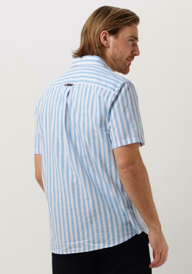 TOMMY JEANS lichtblauwe tommy jeans casual overhemd tjm rlx ss stripe linen shirt