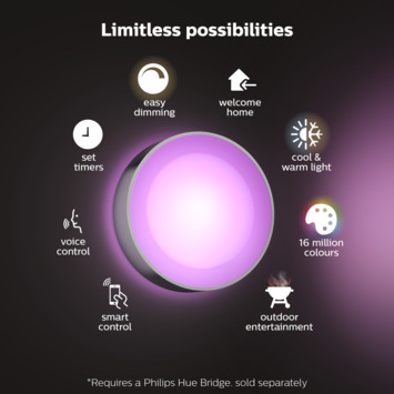 Philips Hue muurlamp Daylo RVS - wit en gekleurd licht 15W