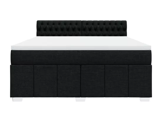 Sommier à lattes de lit avec matelas Noir 180x200 cm Tissu