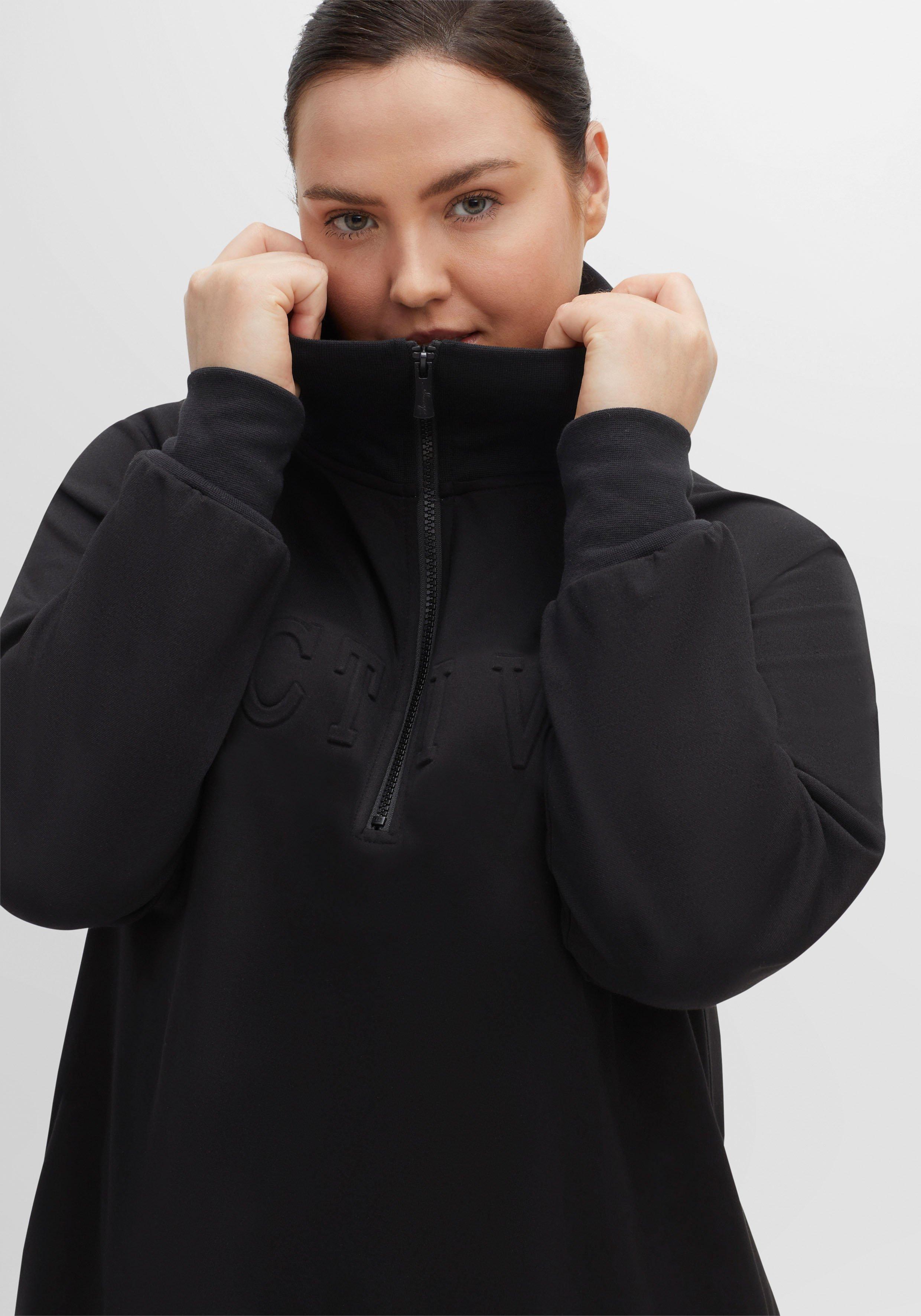 Relax-Longsweatshirt mit Troyerkragen