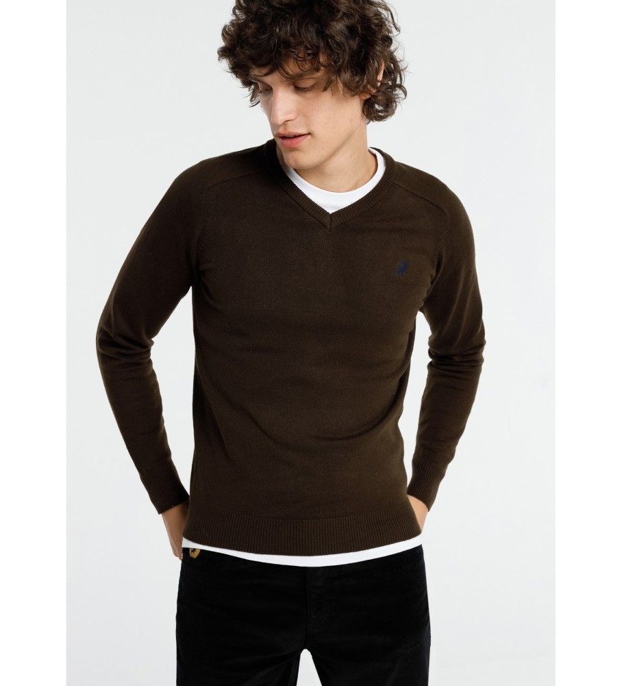 Blusa básica Lois | Marrom com decote em V